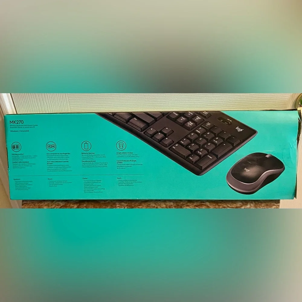 Logitech MK270 Wireless Keyboard and Mouse Combo - Black on Teal Box